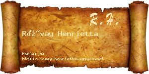 Révay Henrietta névjegykártya